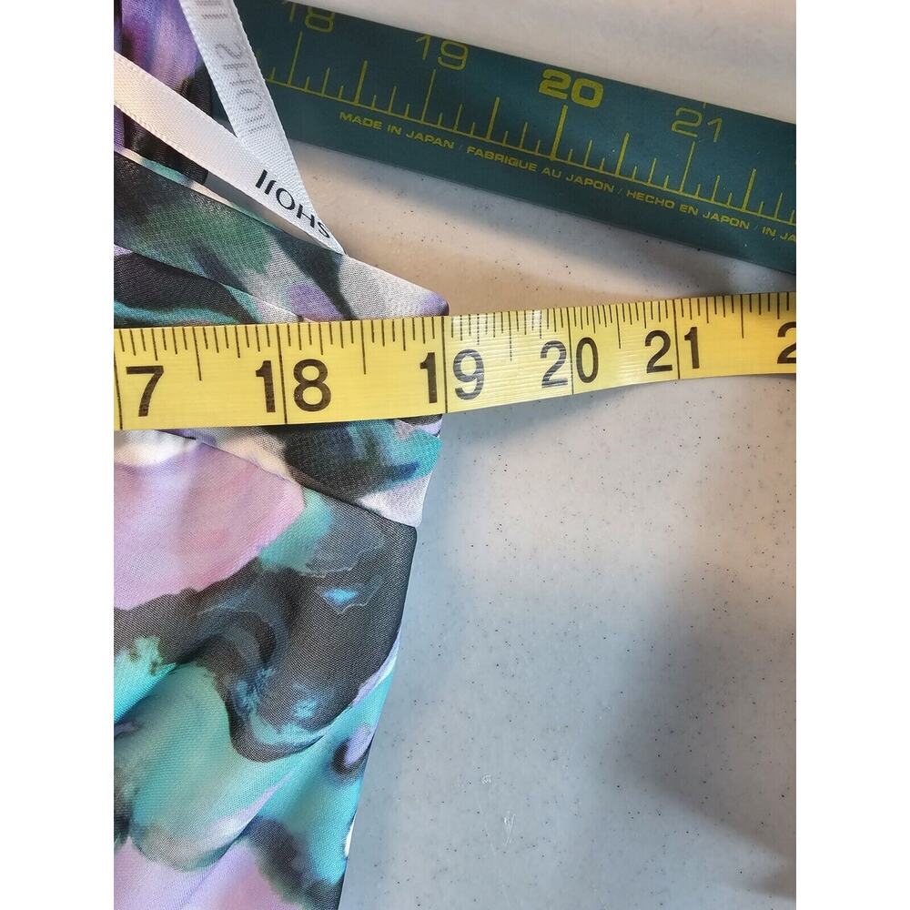 NWT Tadashi Shoji ARLENE CUTOUT HALTER FLORAL MIDI DRESS BUI22121MD Iris Size 12 - Picture 13 of 16